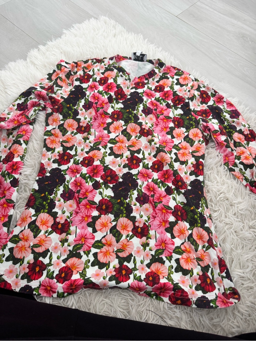 Floral Long Sleeve Women's Top - Pink Multi
